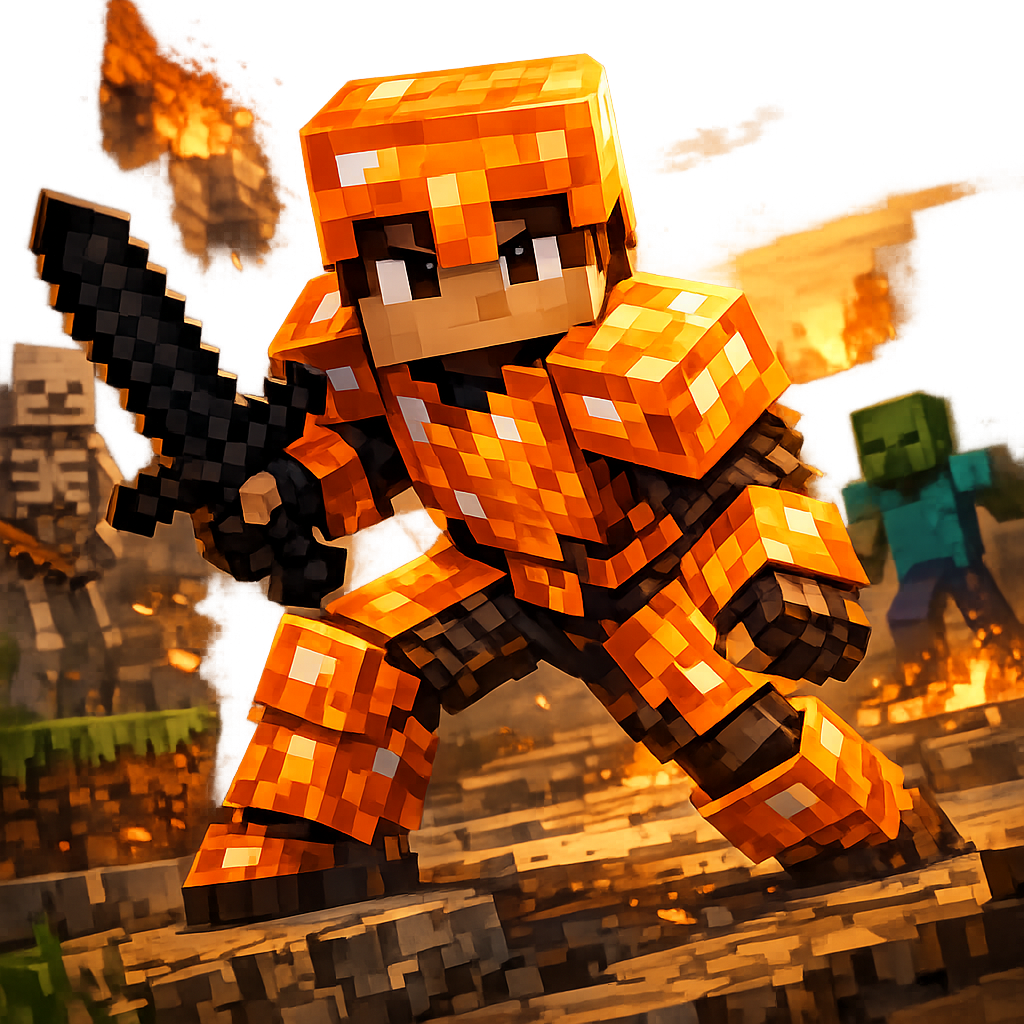 Minecraft warrior fighting zombies with custom modded gear