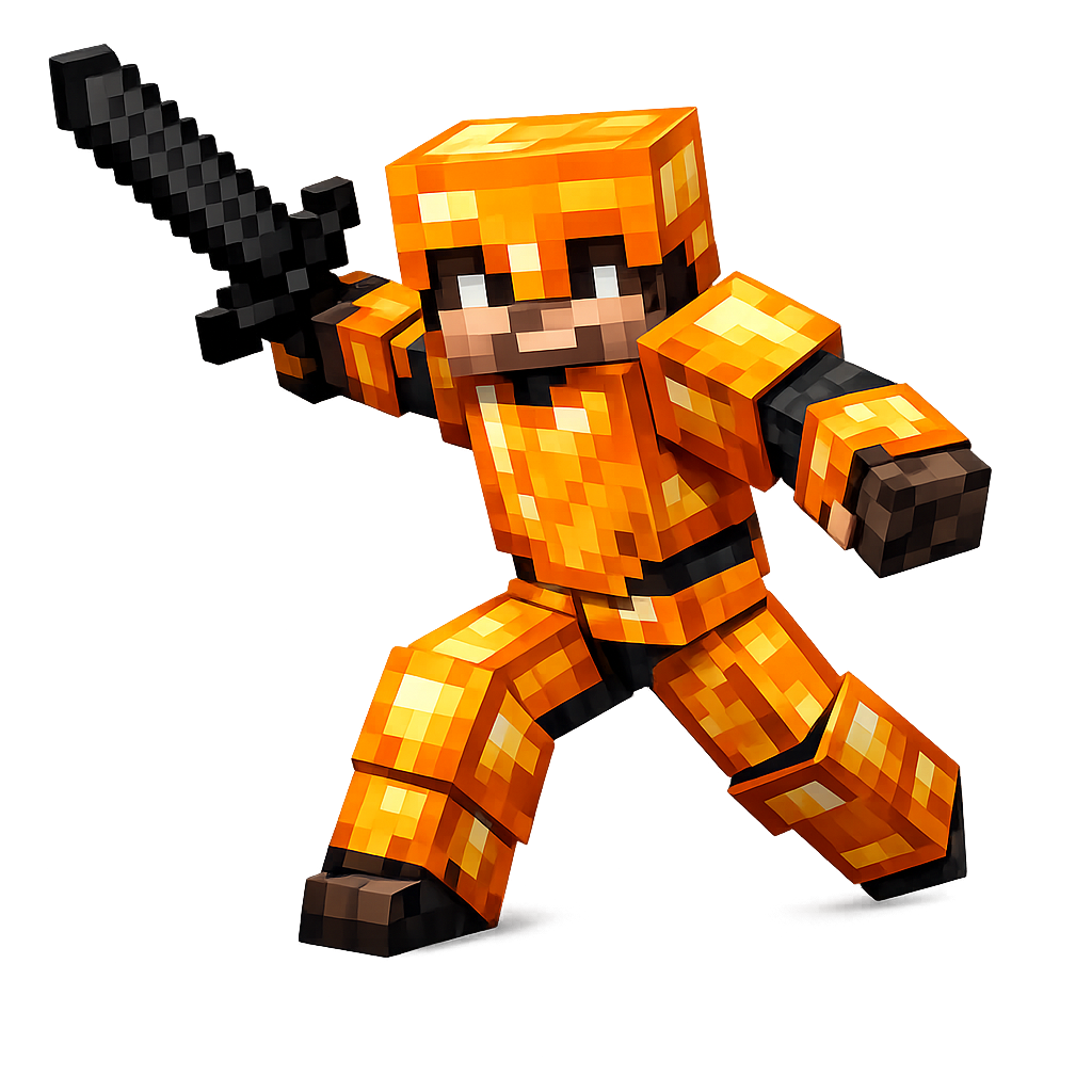 Minecraft warrior in custom orange armor