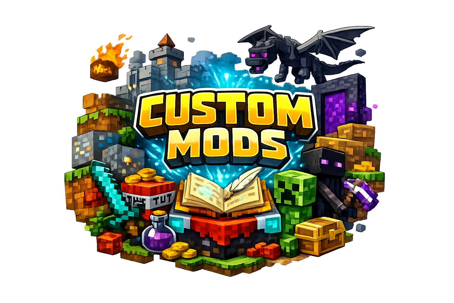 Custom mods with dragons, potions, creepers and more